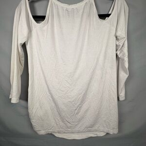 Elegant White Cold Shoulder Long Sleeve Top